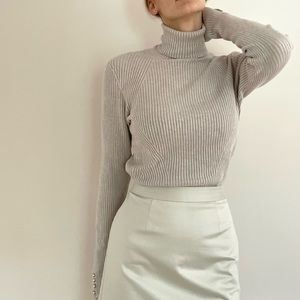 Taupe Rib Knit Turtleneck